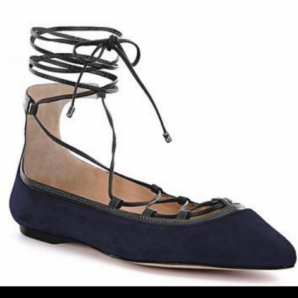 Antonio Melani Black Suede Lace Up Flats